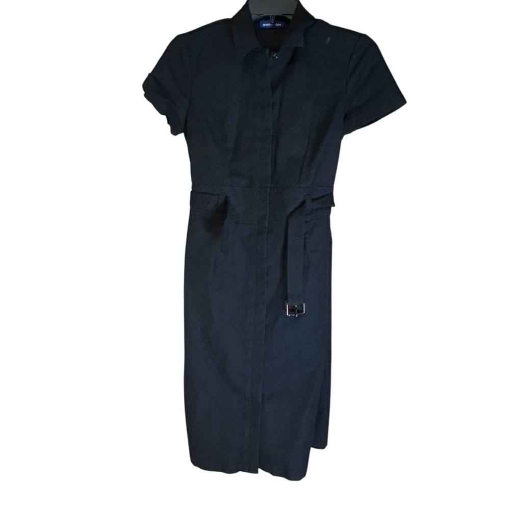 Martin + Osa Black Utility Shirt Dress Belted Womens 6 Stretch Minimalist Office